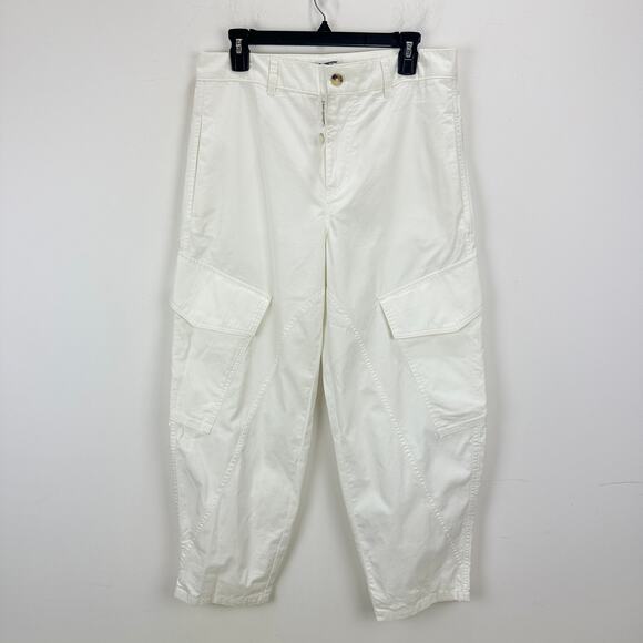Madewell The Barrel Leg Utility Pant Garment Dyed Twill White Cargo US 6 NWT - Picture 6 of 14